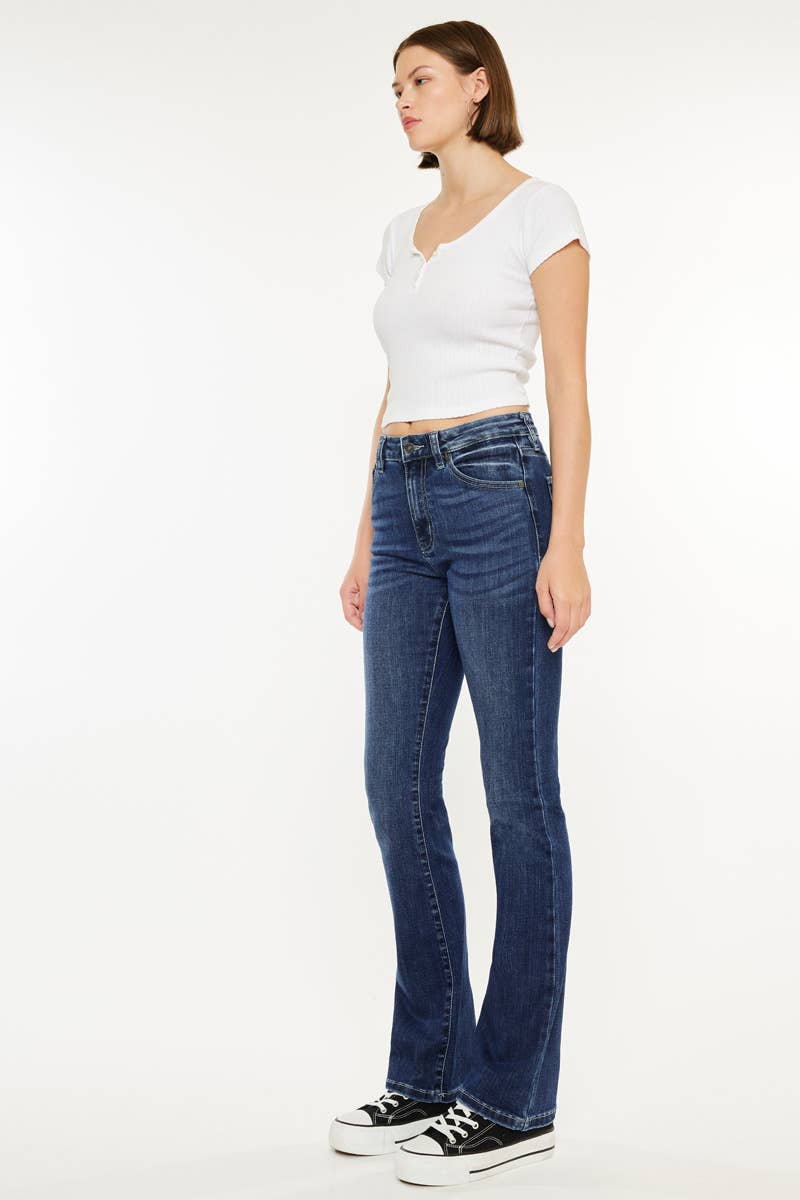 KAN CAN HIGH RISE SKINNY BOOTCUT JEANS-MEDIUM WASH