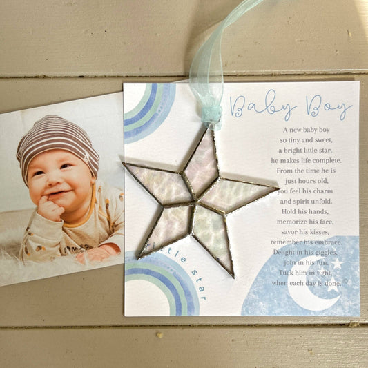 Little Star Baby Boy Handmade Stained Glass Star