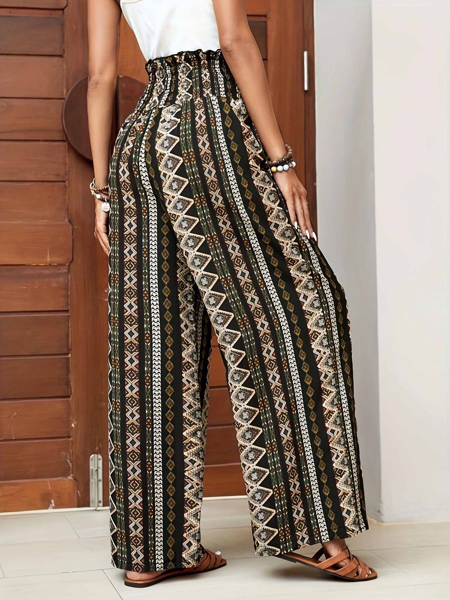 Casual Printed Pants: Black