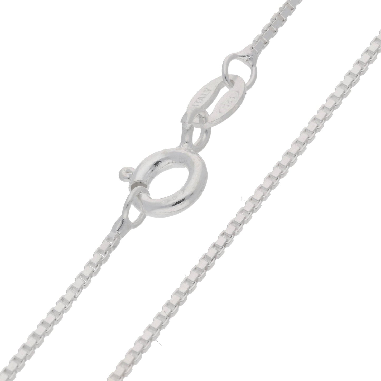 Italian 1mm Sterling Silver Box Link Chain Necklace: 18in