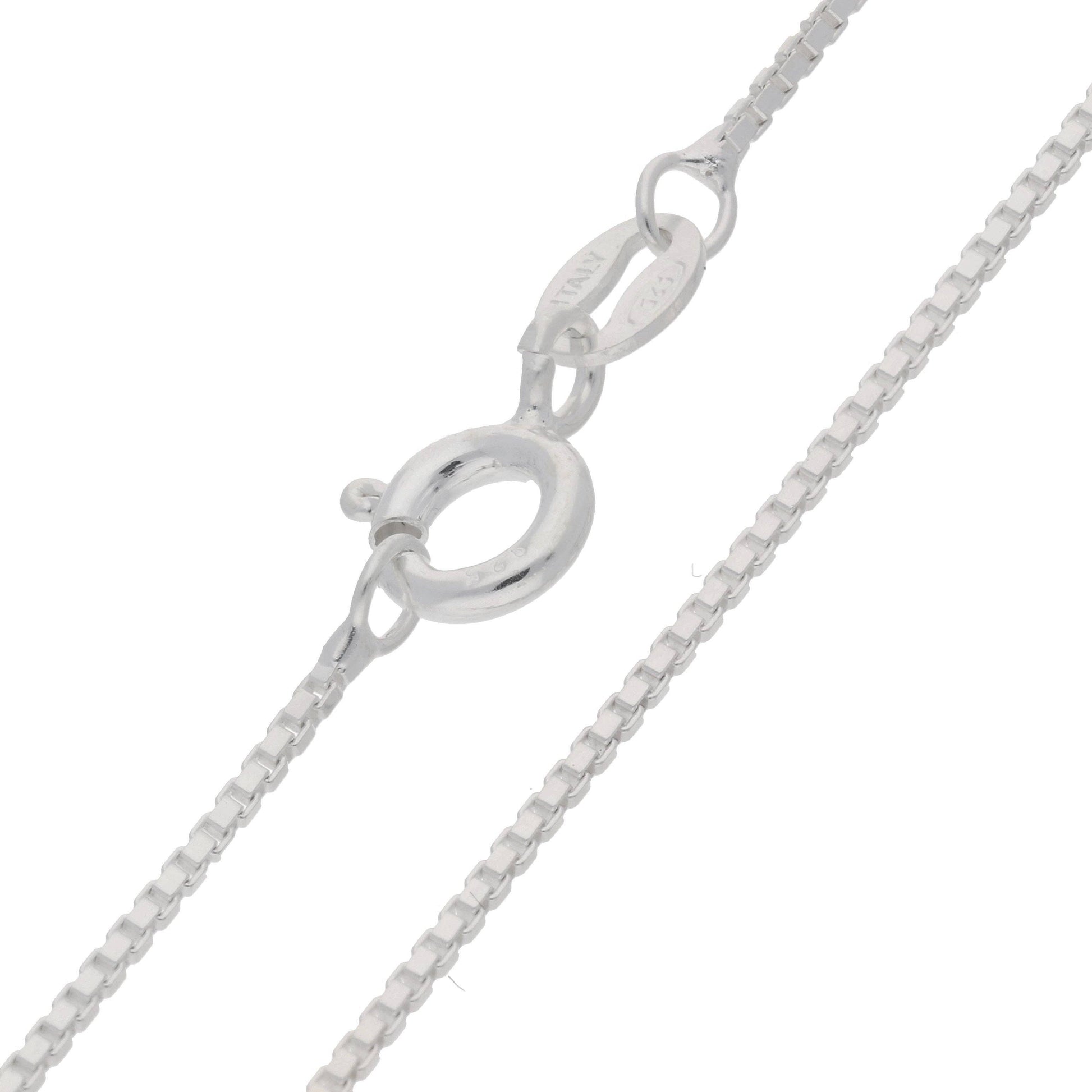 Italian 1mm Sterling Silver Box Link Chain Necklace: 18in