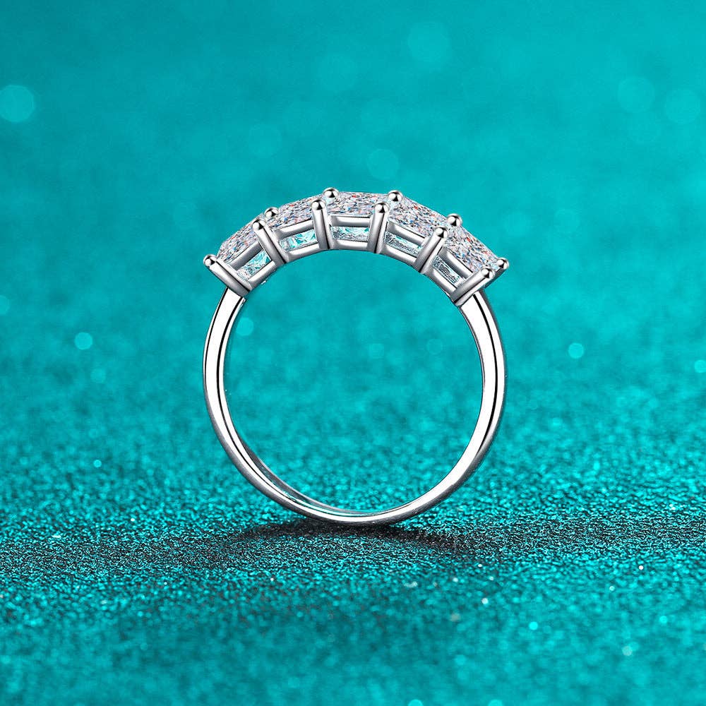 Square Moissanite Band/ Ring in 925 Sterling Silver Size 7