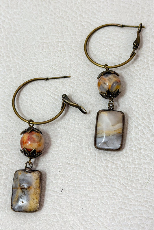 Sicily Hoop Earring- Crazy Agate