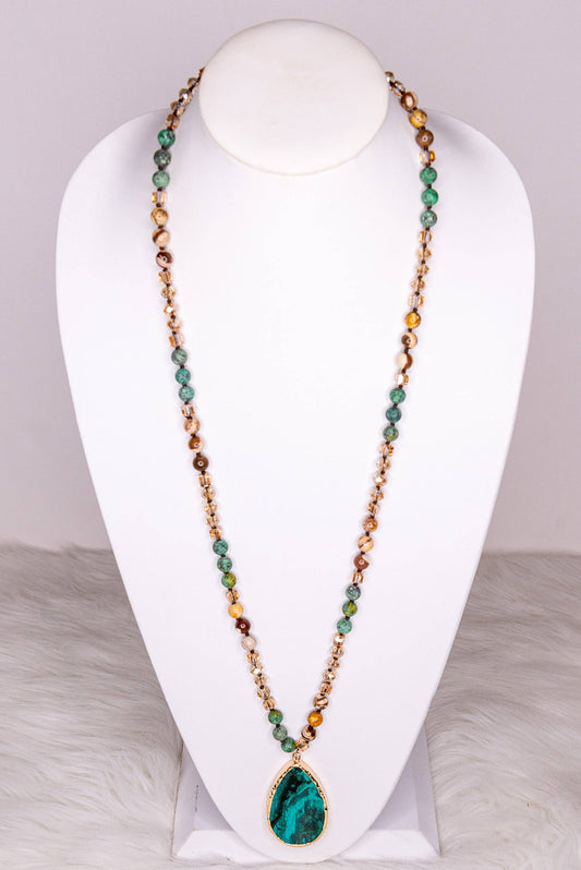 Sabrina jade necklace on a white display bust