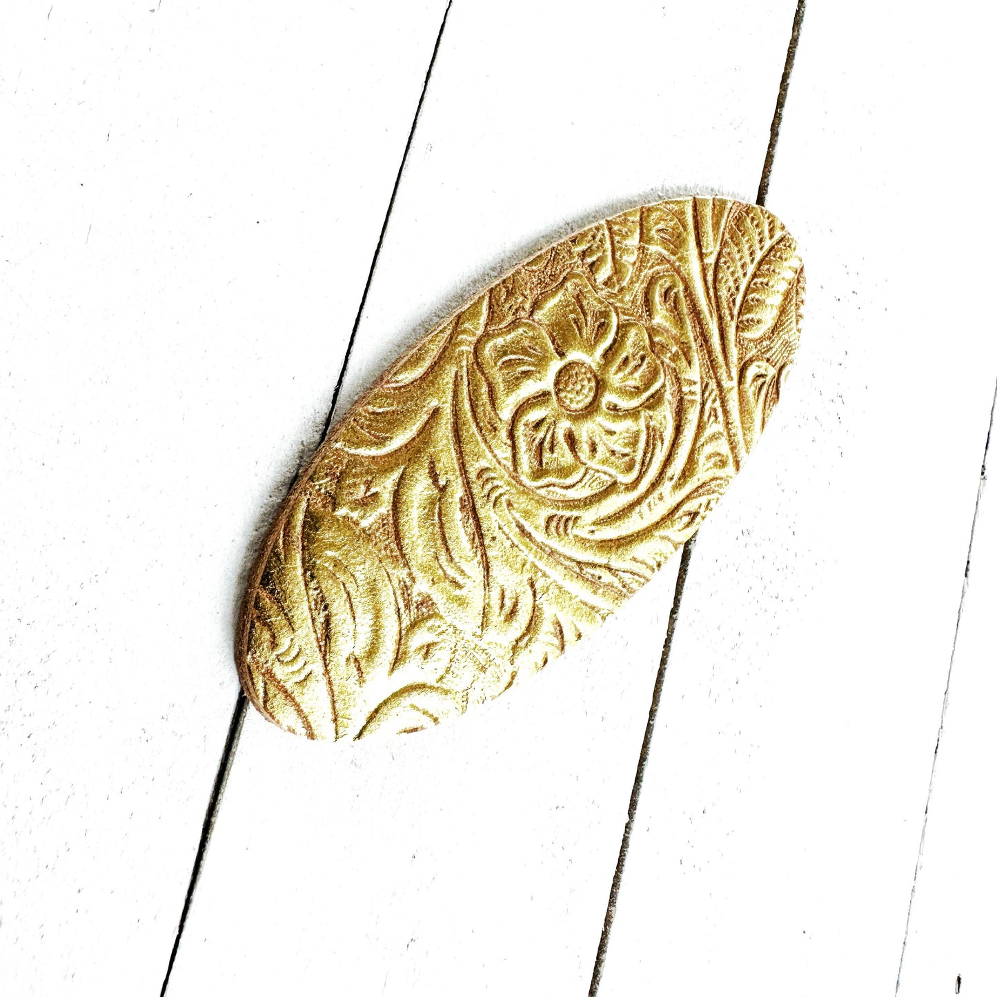 Cinch Clip Gold & Brown Leather "Impressions"