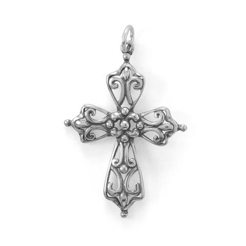 Oxidized Ornate Cross Necklace