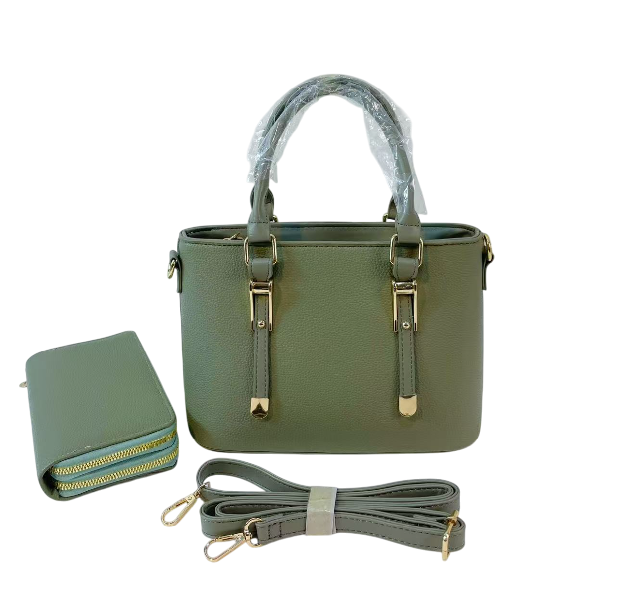 Daily Essential Handbag with Wallet: Green