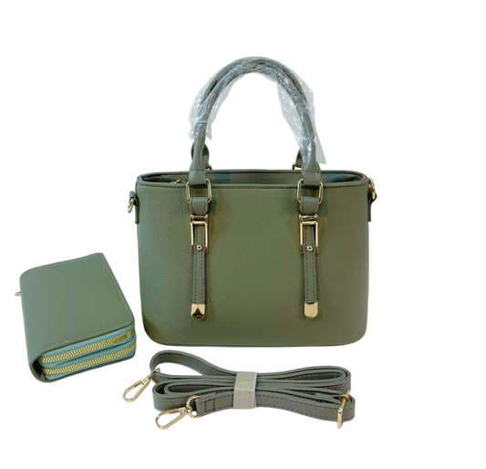 Daily Essential Handbag with Wallet: Green