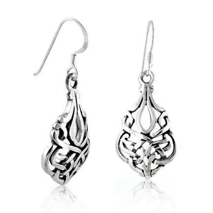 Solid Sterling Silver Filigree Celtic Knot Earrings