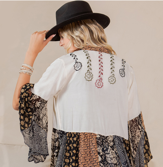 Natural Bohemian : Embroidered Short Shrug: PEARL