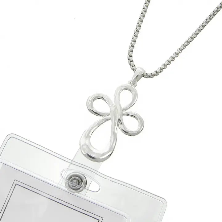 Open Cross Metal Lanyards Id Holder & Necklace