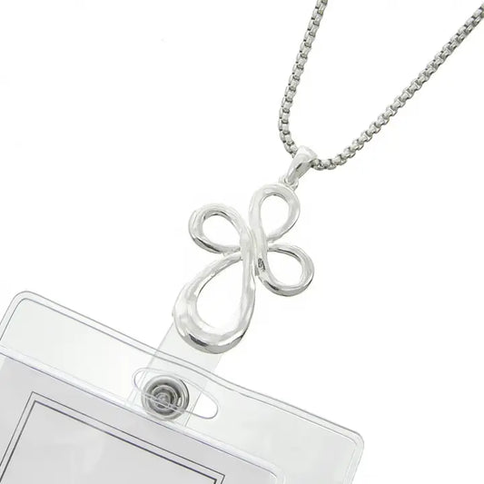 Open Cross Metal Lanyards Id Holder & Necklace