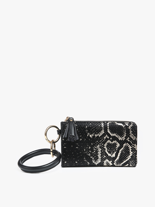 Liv Snake Bangle Wristlet/Wallet: Black/Gold