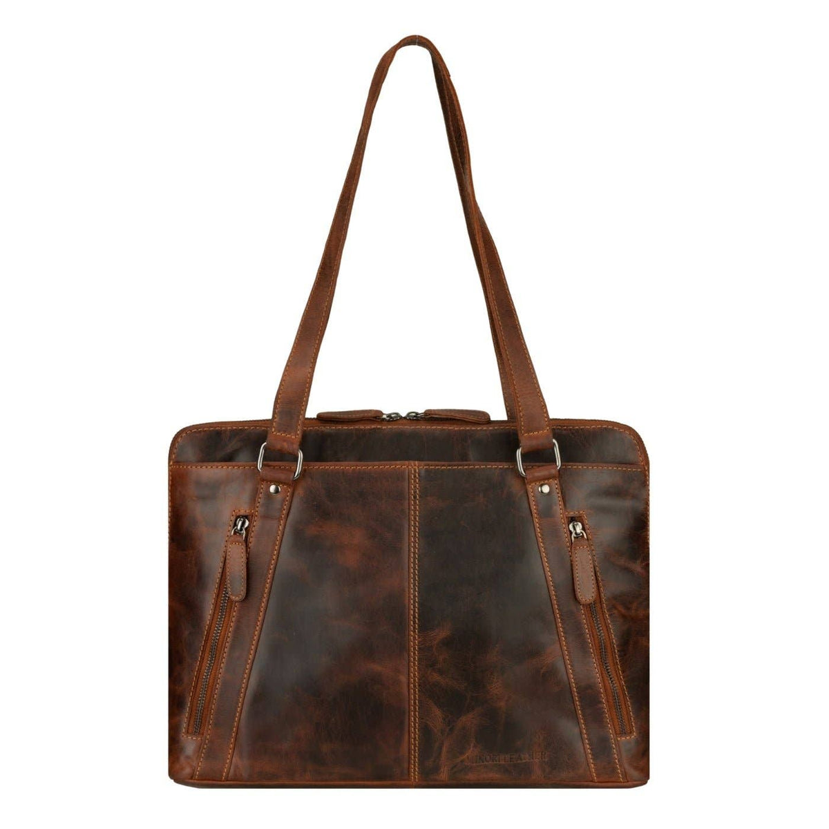 Camille Leather Laptop Tote Bag: Chestnut