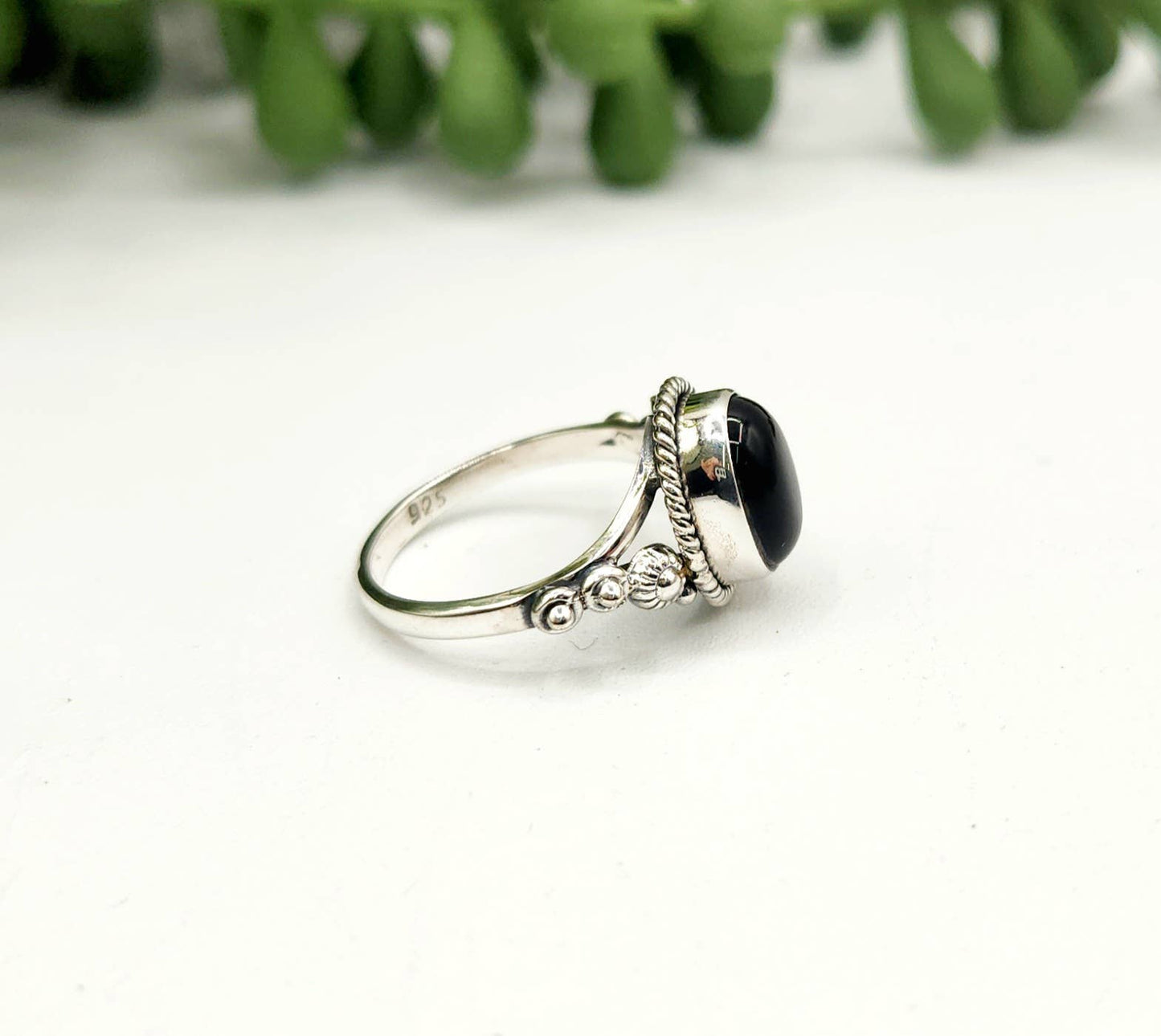 Black Onyx Sterling Silver/925 Ring Size 6