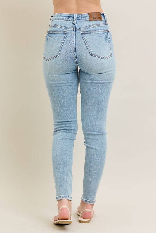 Mid Rise Tummy Control Vintage Wash Skinny