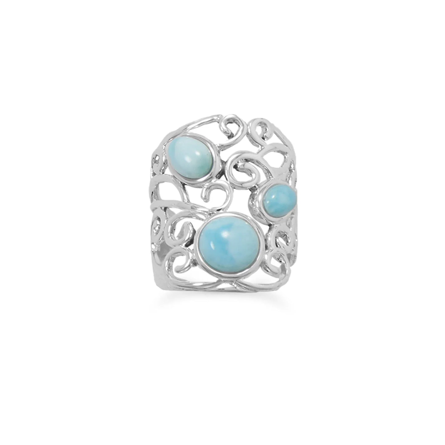 Polished Ornate Larimar Ring Size 10