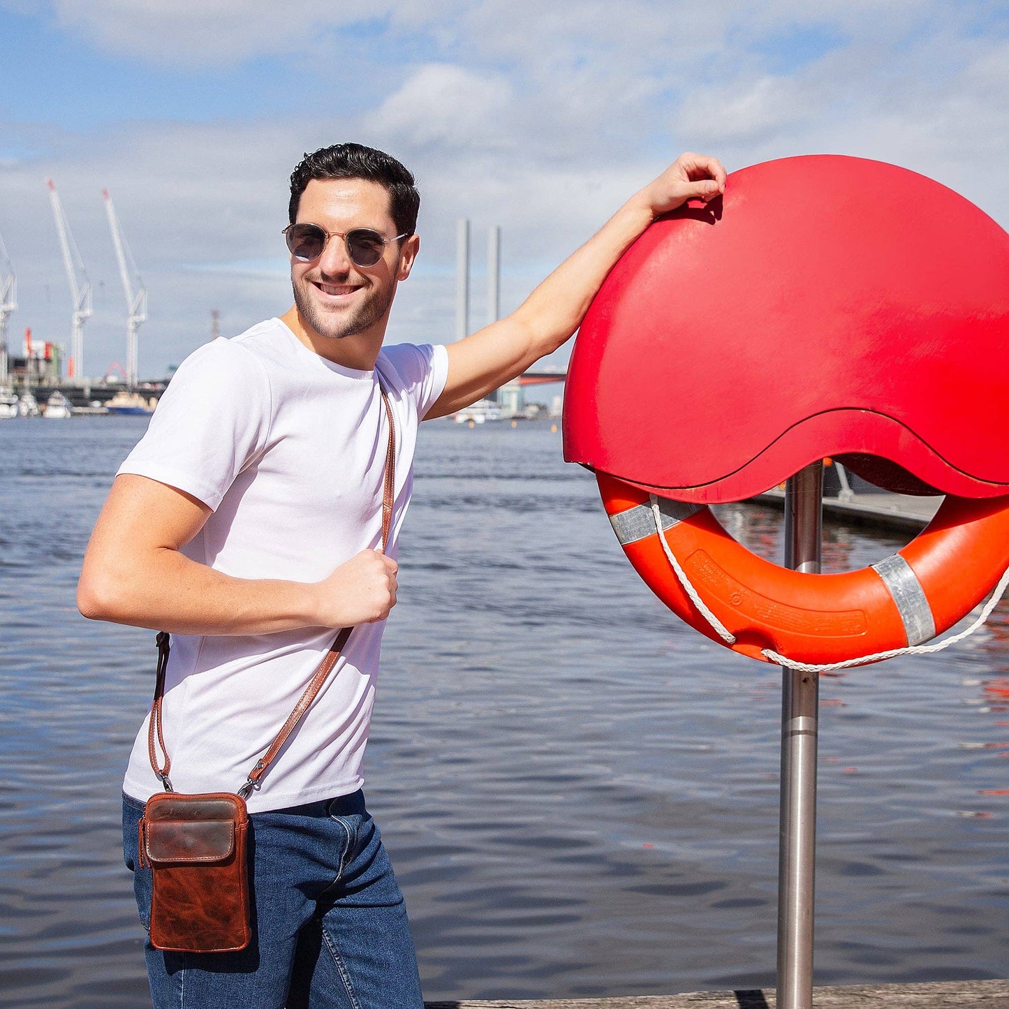 Freya Leather Sling Bag – Unisex – Chestnut