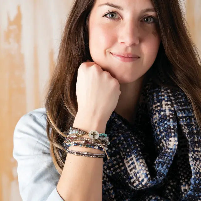 Beaded Prayer Bracelet - Gray