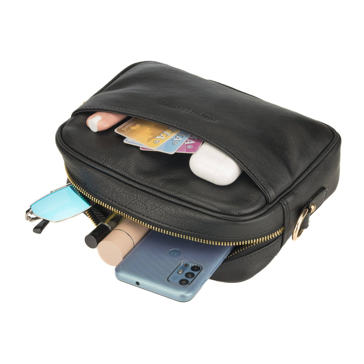 Evelyn Leather Crossbody Bag – Women – Black