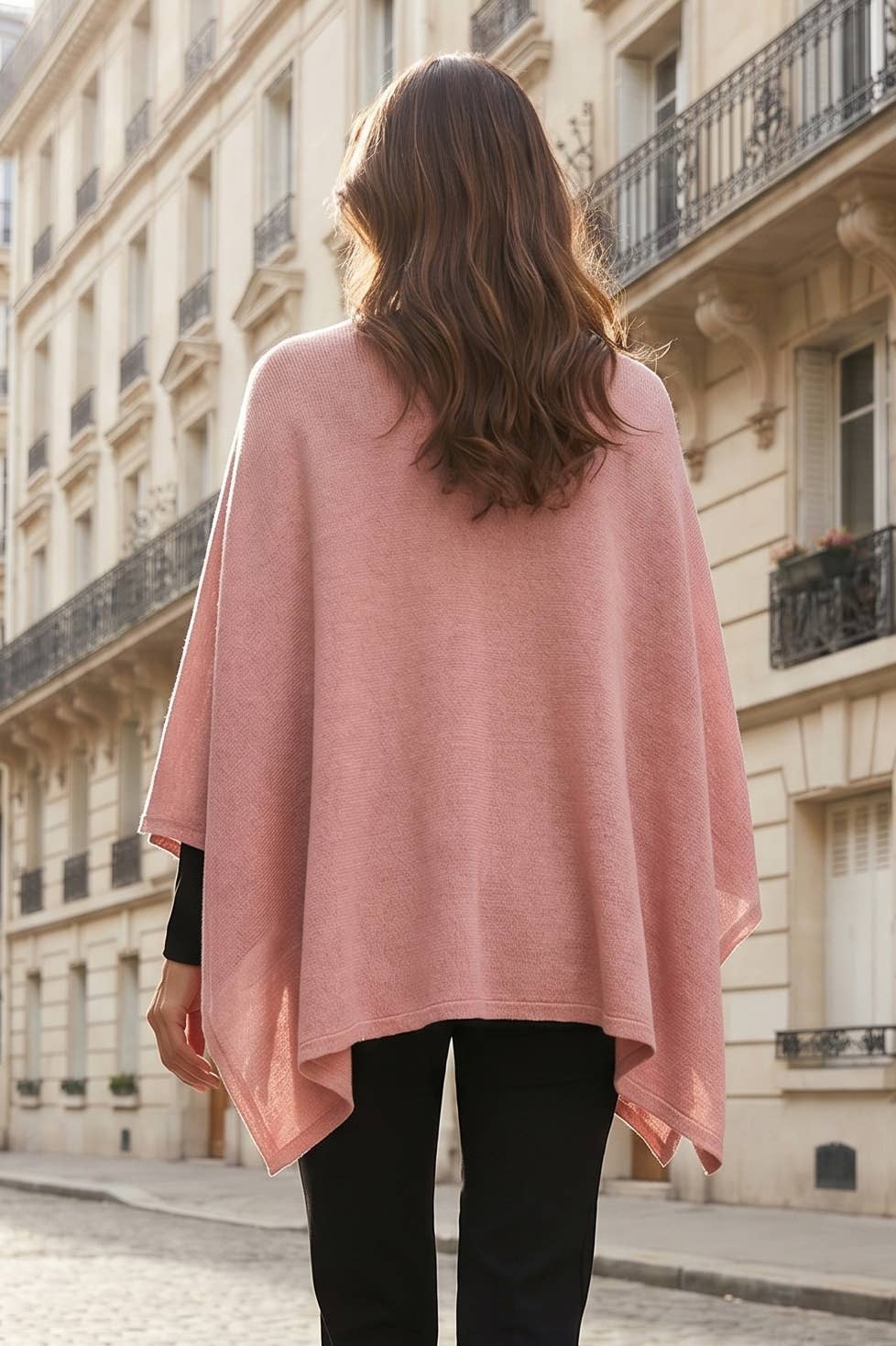 Cozy Poncho Sweater Shawl Wrap: DESERT BLUSH / One Size