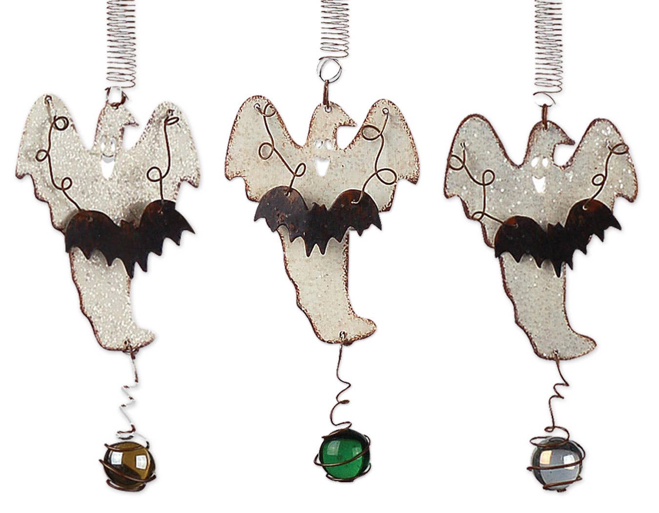 Ghost bouncy on a springy wire, Halloween decor
