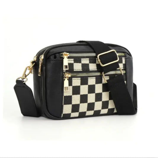 Color Blocked Multifunctional Zipper Crossbody Bag