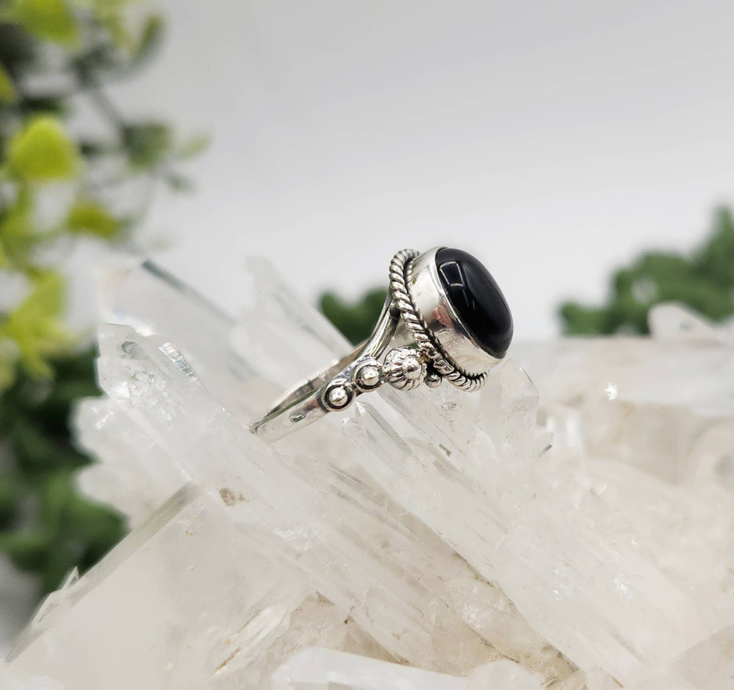 Black Onyx Sterling Silver/925 Ring Size 6