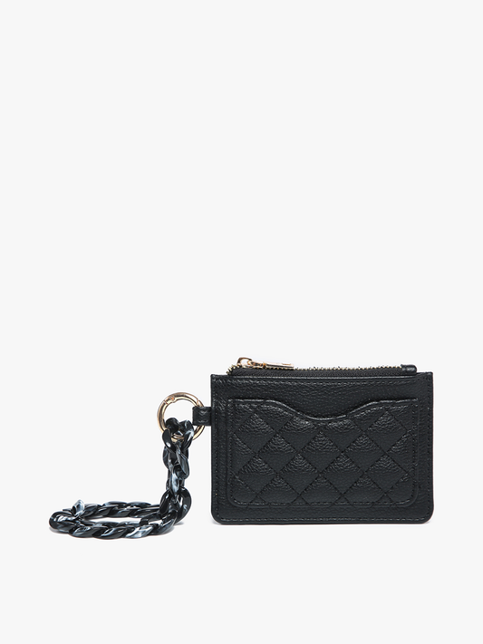 Rhodes Quilted Wallet w/ Chain Bangle: Black