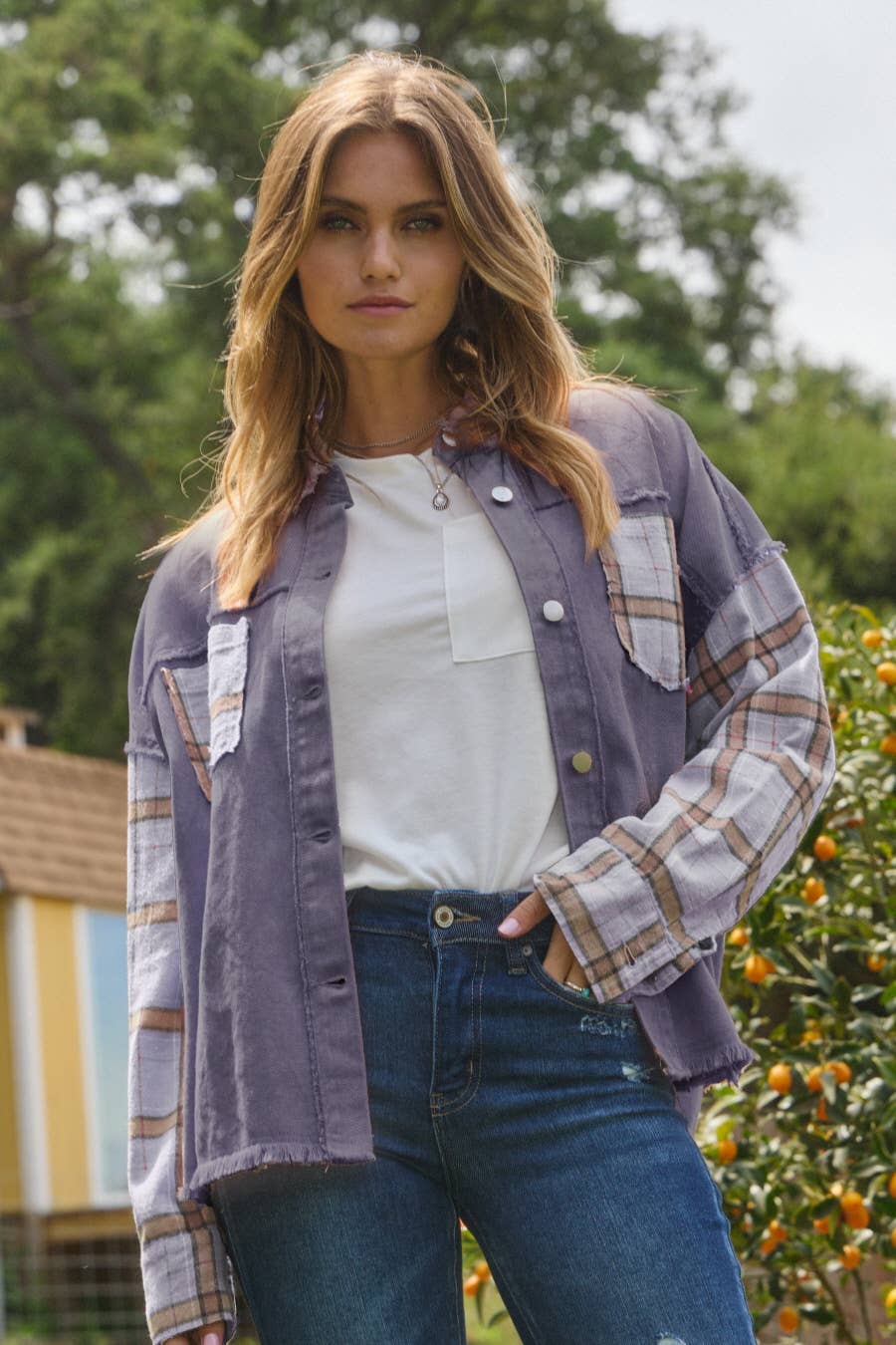 Acid Washed Denim Jacket: Washed Lavender