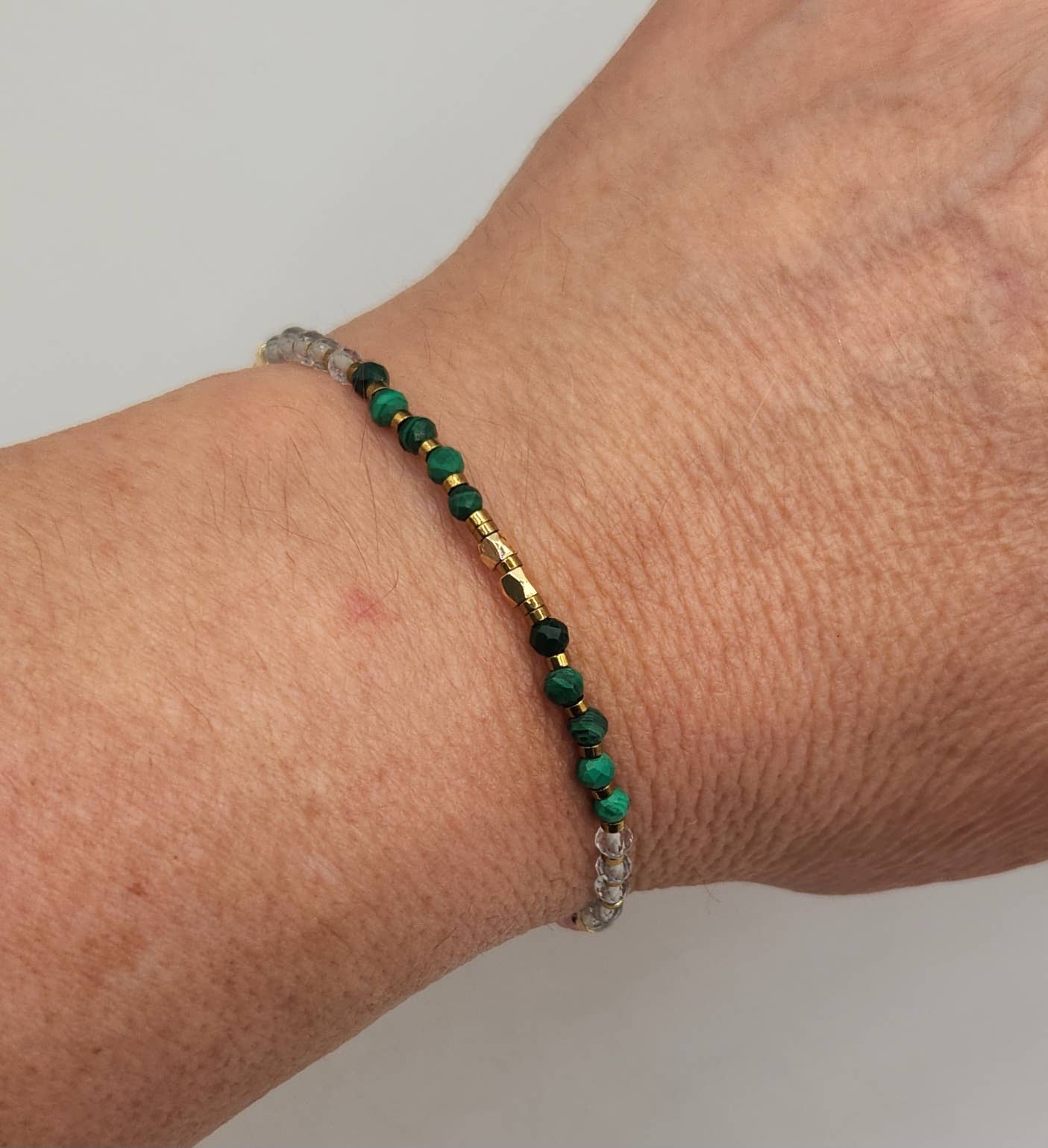 CANCER HEALING HARMONY-Malachite/Clear/Rose Quartz Bracelet