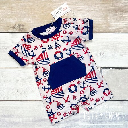 All Aboard Boys Romper 0-3mos