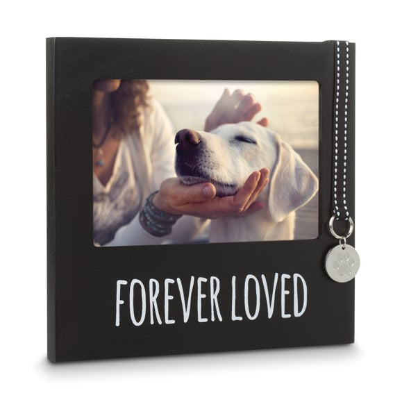 Black Wooden FOREVER LOVED Pet Memorial Remembrance 4x6 Photo Frame