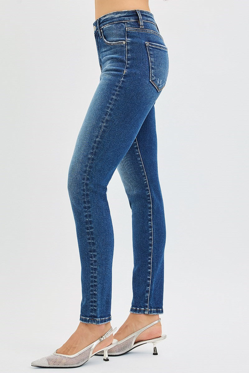 Risen Tummy Control Mid Rise Ankle Skinny - Dark