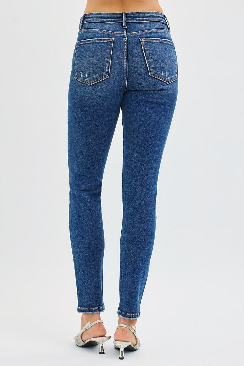 Risen Tummy Control Mid Rise Ankle Skinny - Dark
