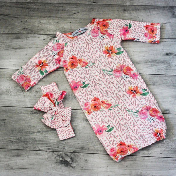 Peach Rose Infant Gown Size 0-3 months
