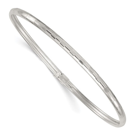 Sterling Silver Polished and Diamond-cut 4.0mm Flexible Bangle