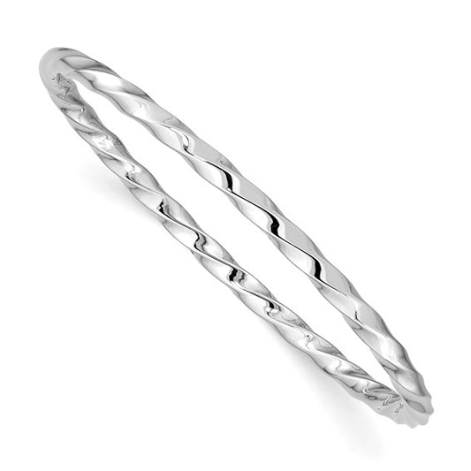 Sterling Silver Polished Twisted Slip On Children's Bangle Bracelet