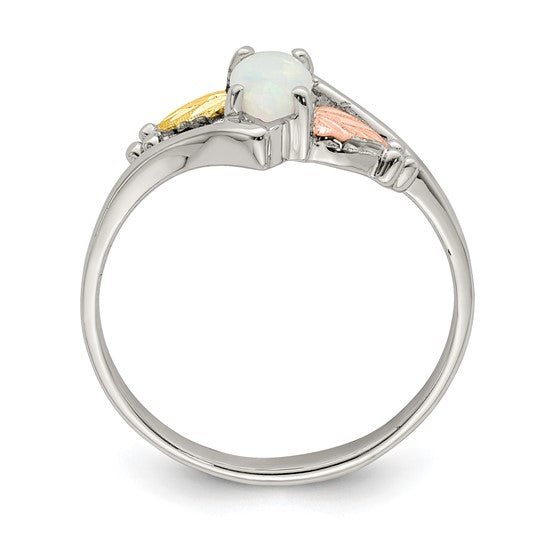 Landstrom's Mt. Rushmore Black Hills Sterling Silver 12K Gold Accents Lab Created Opal Ring - Size 8