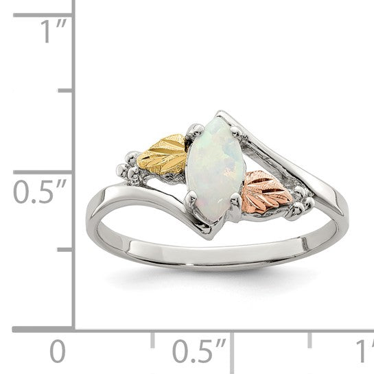 Landstrom's Mt. Rushmore Black Hills Sterling Silver 12K Gold Accents Lab Created Opal Ring - Size 8