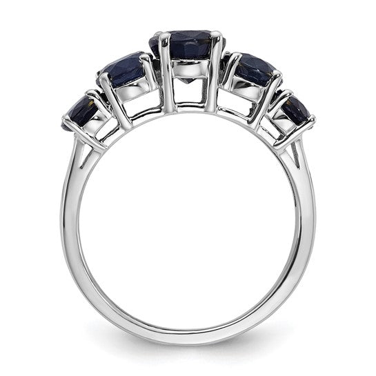 Sterling Silver Rhodium-plated Lab Created Sapphire Ring Size 8