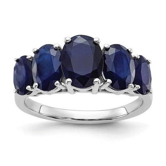 Sterling Silver Rhodium-plated Lab Created Sapphire Ring Size 8