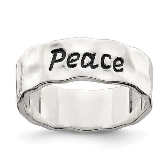 Sterling Silver Enamel, Hammered and Polished Ring