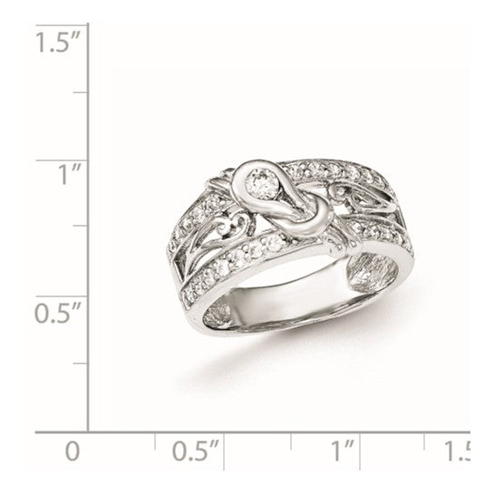 Sterling Silver Rhodium-plated with CZ Ring Size 6