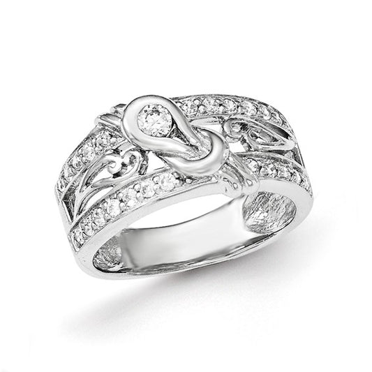 Sterling Silver Rhodium-plated with CZ Ring Size 6