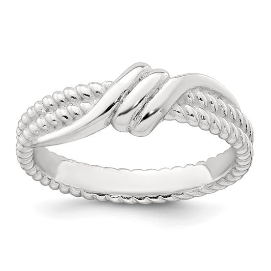 Sterling Silver Polished and Textured Fancy Twisted Size 6 Ring