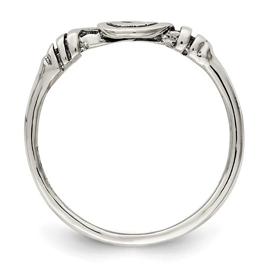 Sterling Silver Antiqued Swirl Ring - Size 6