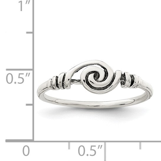 Sterling Silver Antiqued Swirl Ring - Size 6
