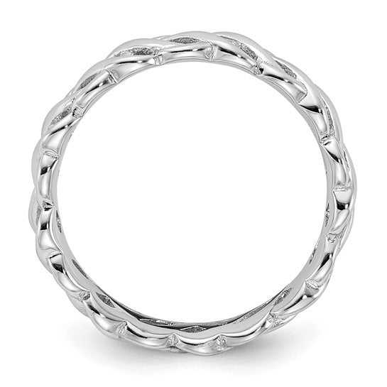 Sterling Silver Stackable Expressions Carved Band Ring - Size 9