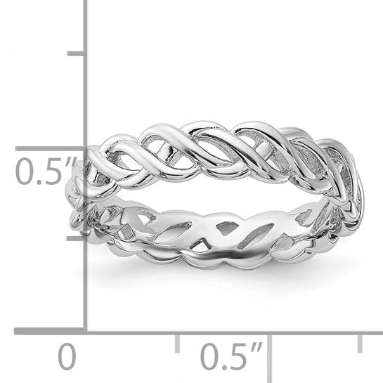 Sterling Silver Stackable Expressions Carved Band Ring - Size 9